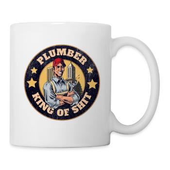 Plumber King Of Shit Drôle Blue Collar Citation - Mug blanc - blanc - Droite