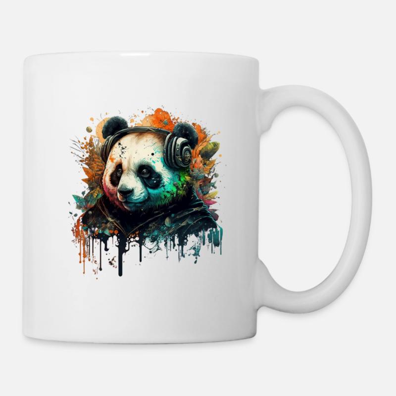 Panda im Einklang mit der Musik - Tasse - Weiß
