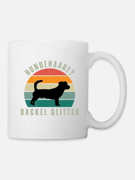 Rauhaardackel Glitter Retro Sunset - Tasse - Weiß