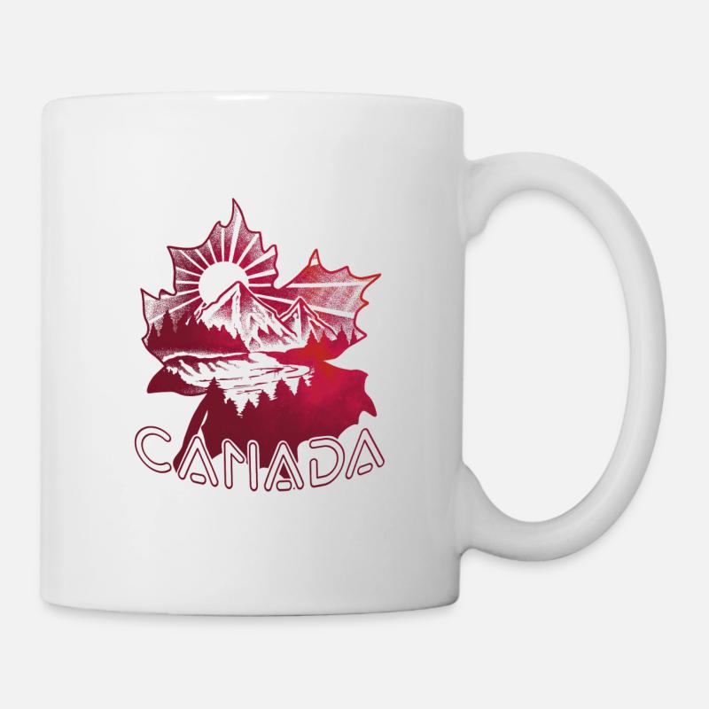 Canada cadeau - montagnes & sapins dotwork art - Mug blanc - blanc