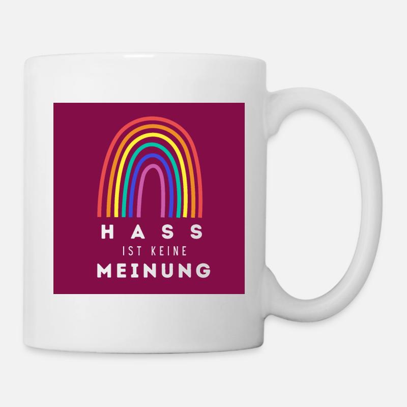 Regenbogen Hass ist keine Meinung BDR - Tasse - Weiß