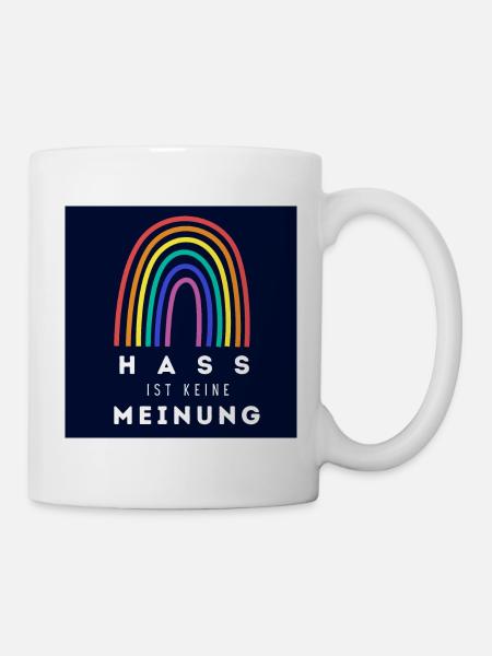 Regenbogen Hass ist keine Meinung BS - Tasse - Weiß