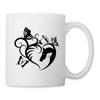 Tiermotiv Pferd Hund Schmetterling Herz Geschenk - Tasse - Weiß - Rechts