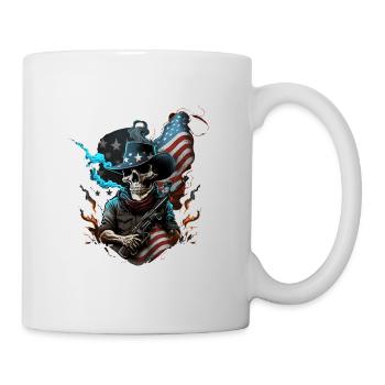 Squelette avec un fusil, drapeau américain - Mug blanc - blanc - Droite