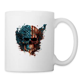 American Skull, USA flag Skull, black design. - Mug - white - Right