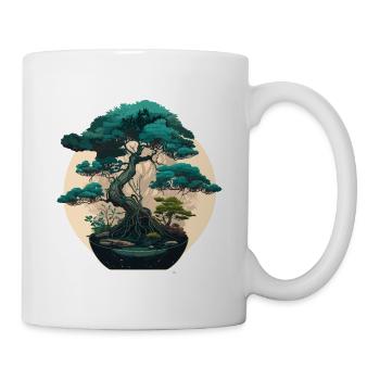 Künstlerischer Bonsai-Baum - Tasse - Weiß - Rechts