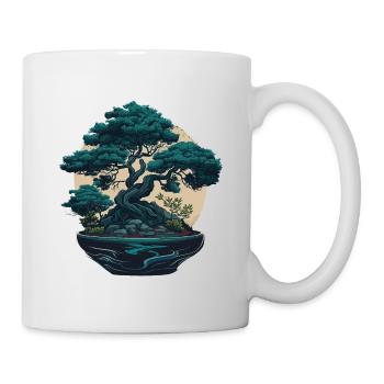Blauer Bonsai - Tasse - Weiß - Rechts