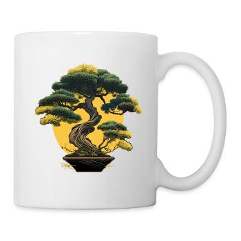 Grüner Bonsai Baum - Tasse - Weiß - Rechts