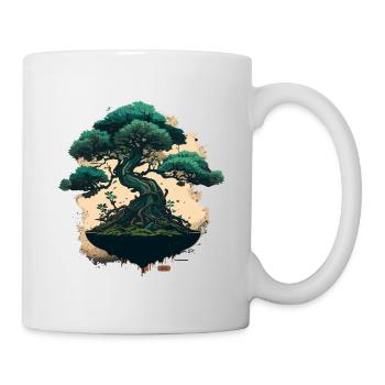 Winziger grüner Bonsai - Tasse - Weiß - Rechts