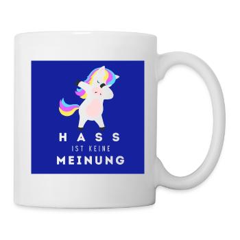 Einhorn Hass ist keine Meinung - Tasse - Weiß - Rechts