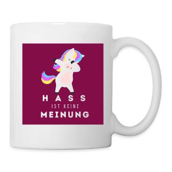 Einhorn Hass ist keine Meinung BDR - Tasse - Weiß - Rechts
