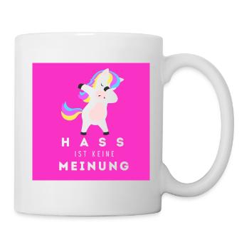 Einhorn Hass ist keine Meinung BLP - Tasse - Weiß - Rechts