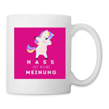 Einhorn Hass ist keine Meinung BDP - Tasse - Weiß - Rechts
