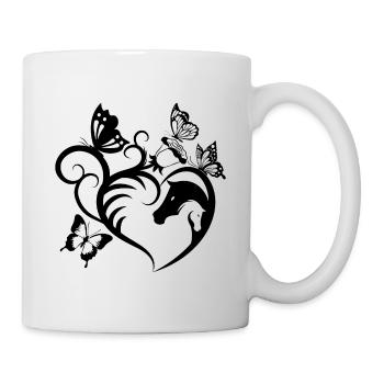 Animal Motif Horses Horse Portrait Heart Gift - Mug - white - Right