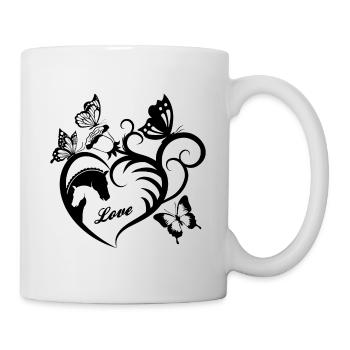 Animal Motif Chevaux Cheval Portrait Coeur Cadeau - Mug blanc - blanc - Droite