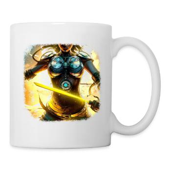 Gaming Heldin mit Schwert - Tasse - Weiß - Rechts