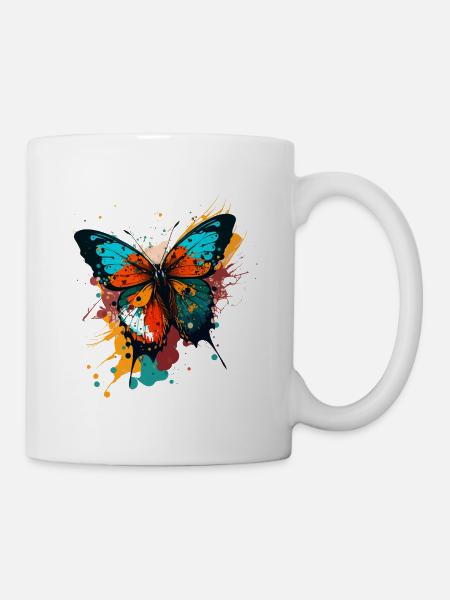 Lebhafter Schmetterling - Tasse - Weiß