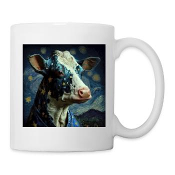 Cow Van Gogh Style Starry Sky Cool la nuit - Mug blanc - blanc - Droite