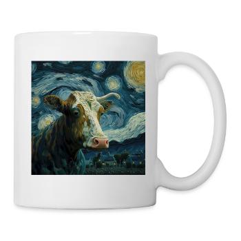 Cow Van Gogh Style Starry Sky Cool la nuit - Mug blanc - blanc - Droite