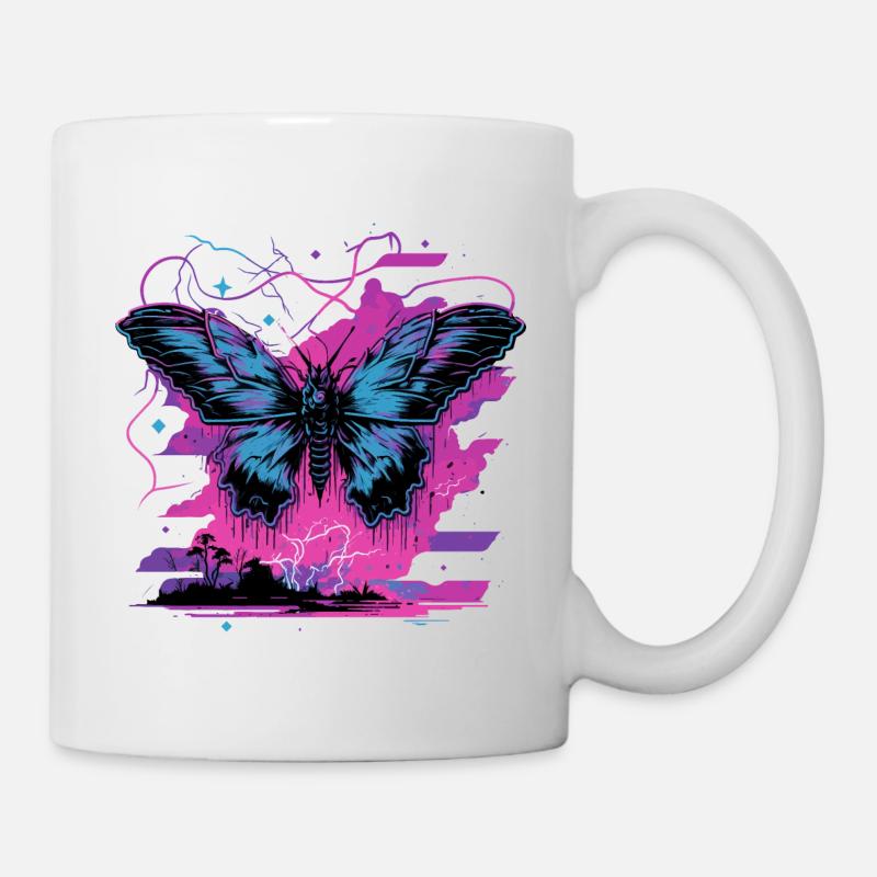 Schmetterling Neon Transformation - Tasse - Weiß