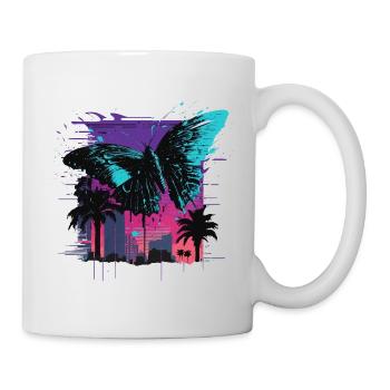 Buttterfly In the City Vaporwave - Mug - white - Right