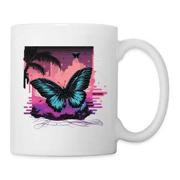 Flying Vaporwave Butterfly - Mug - white - Right