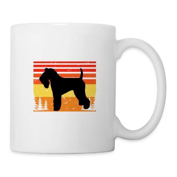 Kerry Blue Terrier Hund Silhouette Retro Sonnenuntergang - Tasse - Weiß - Rechts