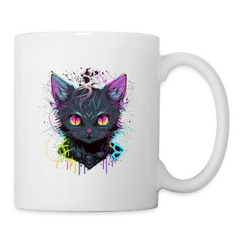 Coole Katze Illustration - Tasse - Weiß - Rechts