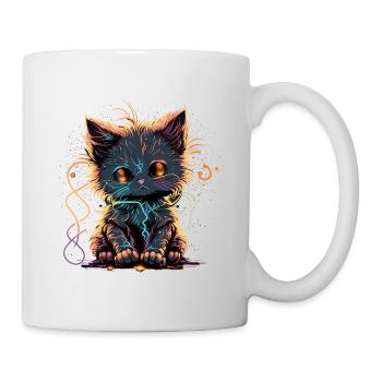 Entzückende funkelnde Katze - Tasse - Weiß - Rechts