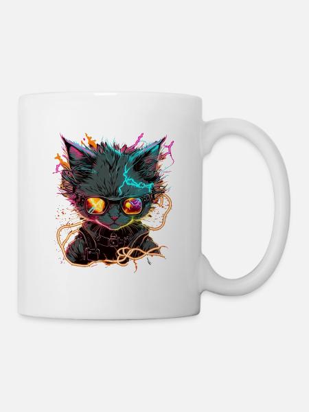 Cybertronic Katze - Tasse - Weiß