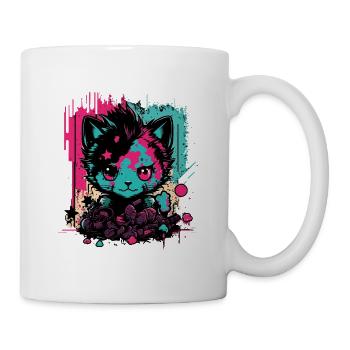 Punk Katze - Tasse - Weiß - Rechts