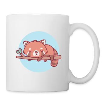 Niedlicher roter Panda, der auf Ast schläft - Tasse - Weiß - Rechts