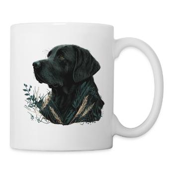 Dark Labrador Retriever in Blättern - Tasse - Weiß - Rechts