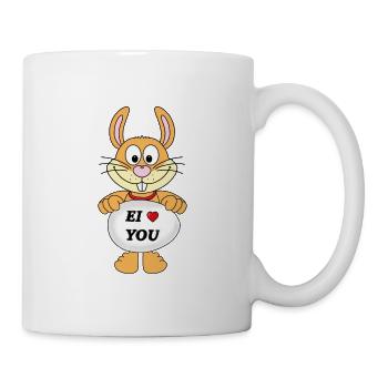HASE - OSTERHASE - EI LOVE YOU - TIERISCH - OSTERN - Tasse - Weiß - Rechts