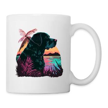 Schwarzer Labrador Retriever am Strand - Tasse - Weiß - Rechts