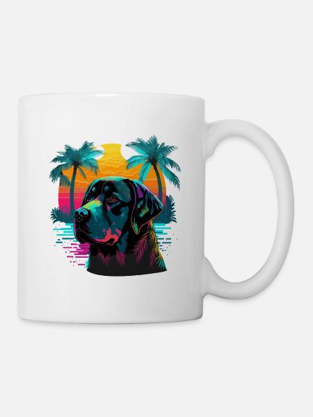 Beach Labrador Retriever Dog Illustration - Mug - white