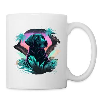 Vaporwave Labrador Retriever in großen Blättern - Tasse - Weiß - Rechts