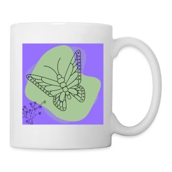 Minimalistischer Schmetterling. - Tasse - Weiß - Rechts