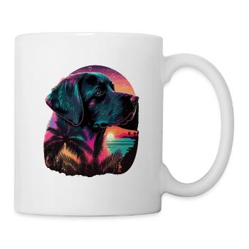 Sunset Labrador Retriever style vaporwave - Mug blanc - blanc - Droite