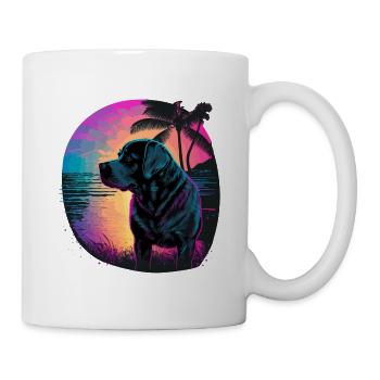 Labrador Retriever zu Fuß am Strand - Tasse - Weiß - Rechts
