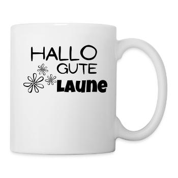 Hallo Gute Laune, Frühlingsgruß, Frühlingsdesign - Tasse - Weiß - Rechts
