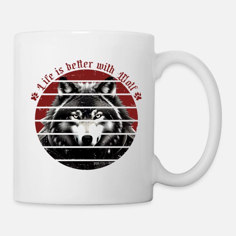 Life is better with wolves - Mug - white