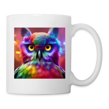 Owl, Rainbow, Colorful - Mug - white - Right