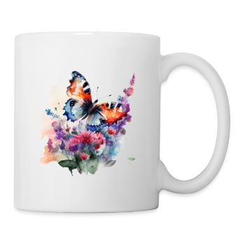 Papillon dans le pré - aquarelle - Mug blanc - blanc - Droite