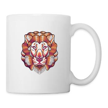 Löwenlinie bunte Kunst - Tasse - Weiß - Rechts