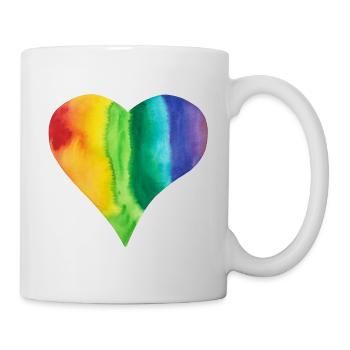 Regenbogen Herz LGBTQ+ proud pride bunt Vielfalt - Tasse - Weiß - Rechts