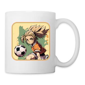 Fussball Mädchen - Anime Style - Tasse - Weiß - Rechts