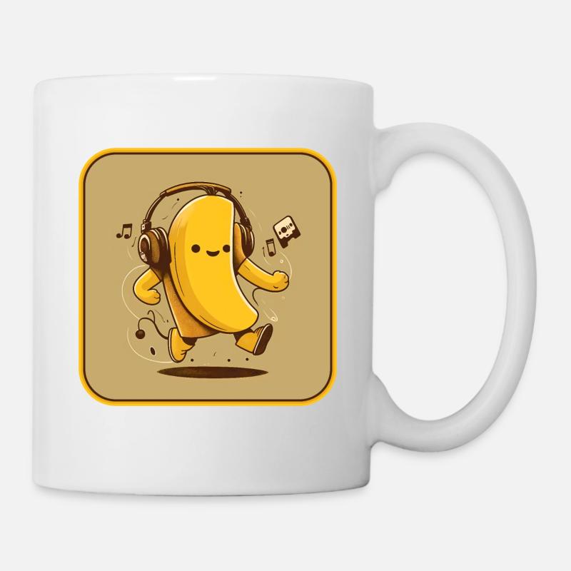Banane mit Kopfhörer - Tasse - Weiß