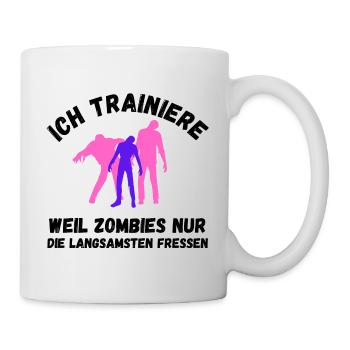 Zombie Training pink Schrift lustig Fitness - Tasse - Weiß - Rechts