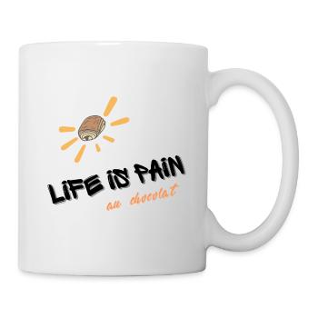 LIFE IS PAIN au chocolat orange text graffiti - Mug - white - Right